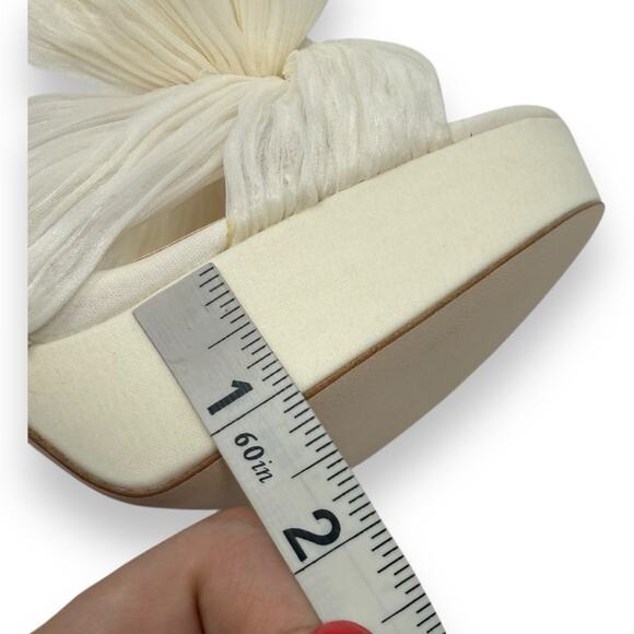 NWOT Loeffler Randall Natalia Pleat Knot Slip On Platform Sandal White 10 Womens - Picture 14 of 15